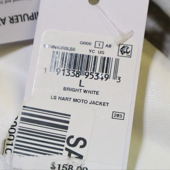 GUESS LS Hart Bright White Moto Jacket NWT Sz LG Women - Picture 5 of 8